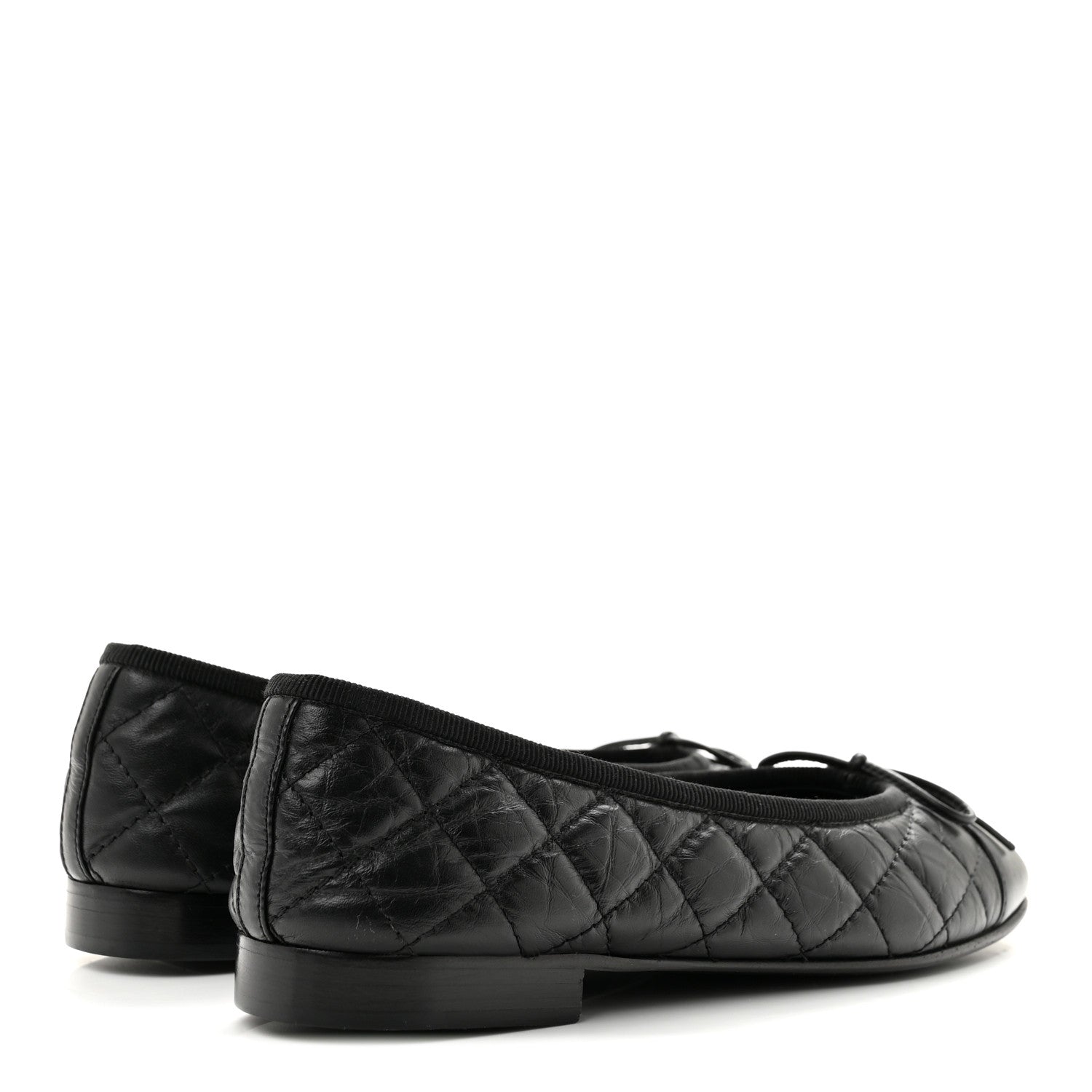 Chanel Aged Calfskin Quilted CC Cap Toe Ballerina Flats 35.5 Black 5 of 9