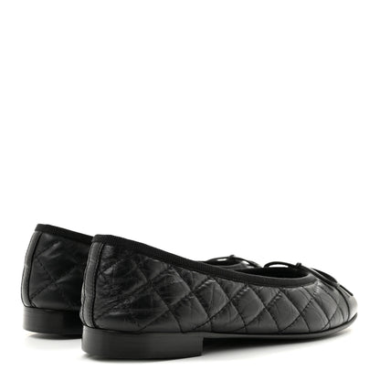 Chanel Aged Calfskin Quilted CC Cap Toe Ballerina Flats 35.5 Black 5 of 9