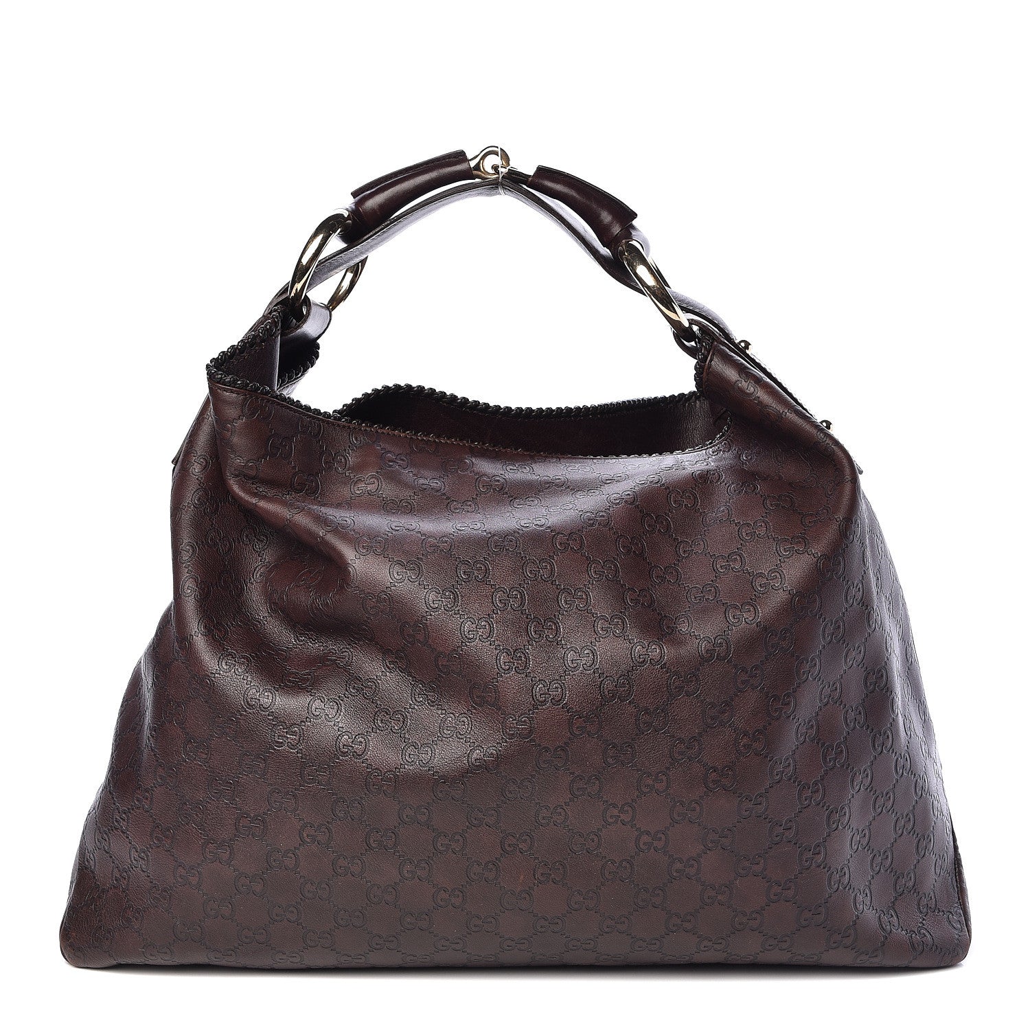 Gucci Guccissima Large Horsebit Chain Hobo Chocolate 1 of 10
