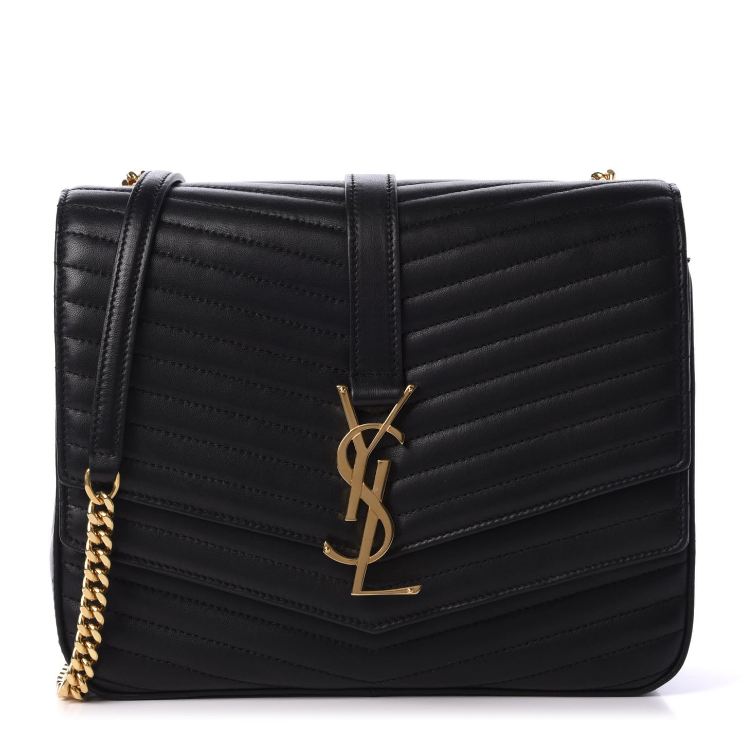 Lambskin Matelasse Chevron Monogram Medium Sulpice Bag Black