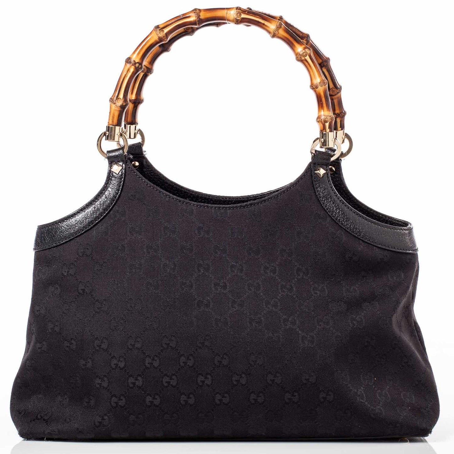 Monogram Bamboo Handle Shoulder Bag Black