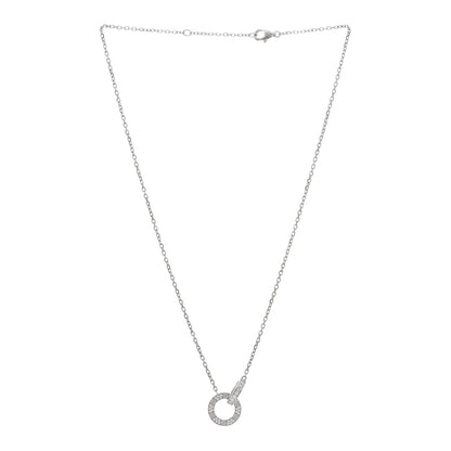 Cartier 18K White Gold Diamond Interlocking LOVE Paved Necklace 2 of 3
