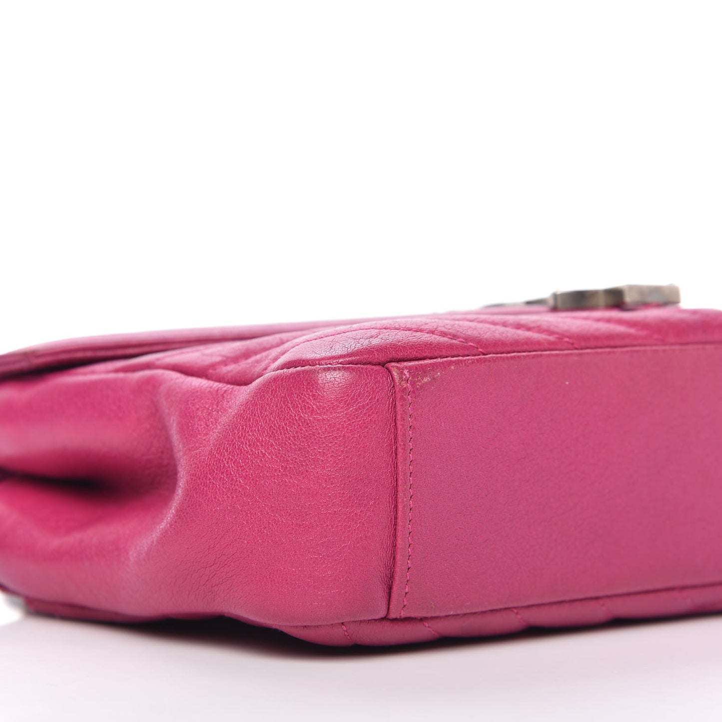 Sheepskin Matelasse Chevron Medium Monogram Chain Bag Electric Pink