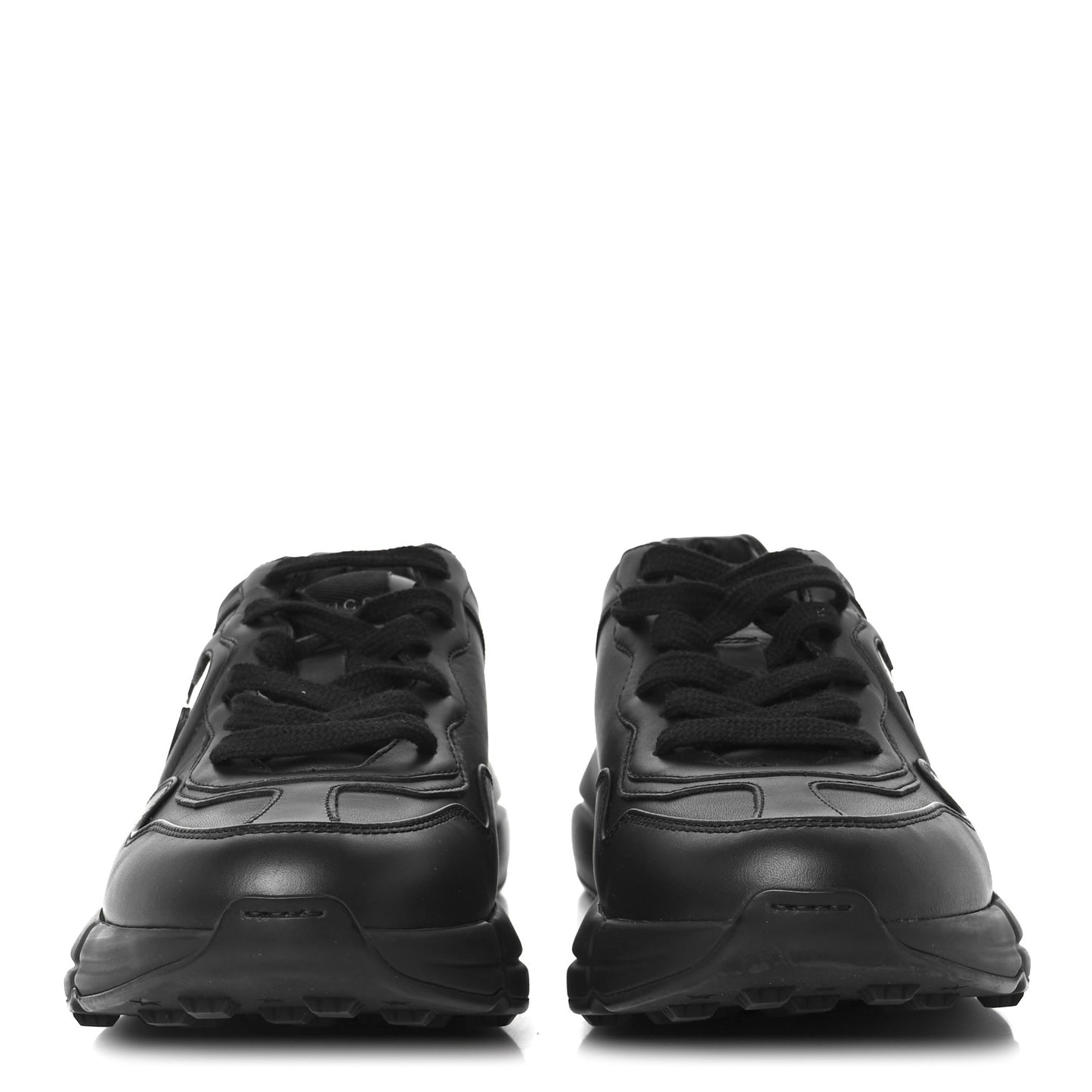 Dali Soft Calfskin Cut Out Interlocking G Womens Rhyton Sneakers 37.5 Black Ivoire