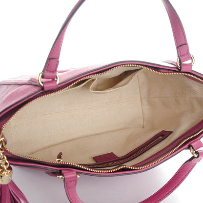 Gucci Pebbled Calfskin Small Soho Top Handle Bag Peonia Flower 5 of 7