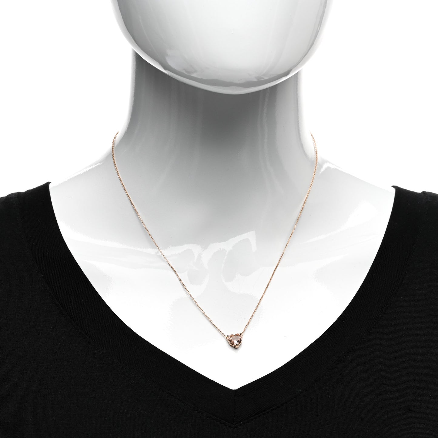 18K Rose Gold Morganite 8mm Chatelaine Heart Pendant Necklace