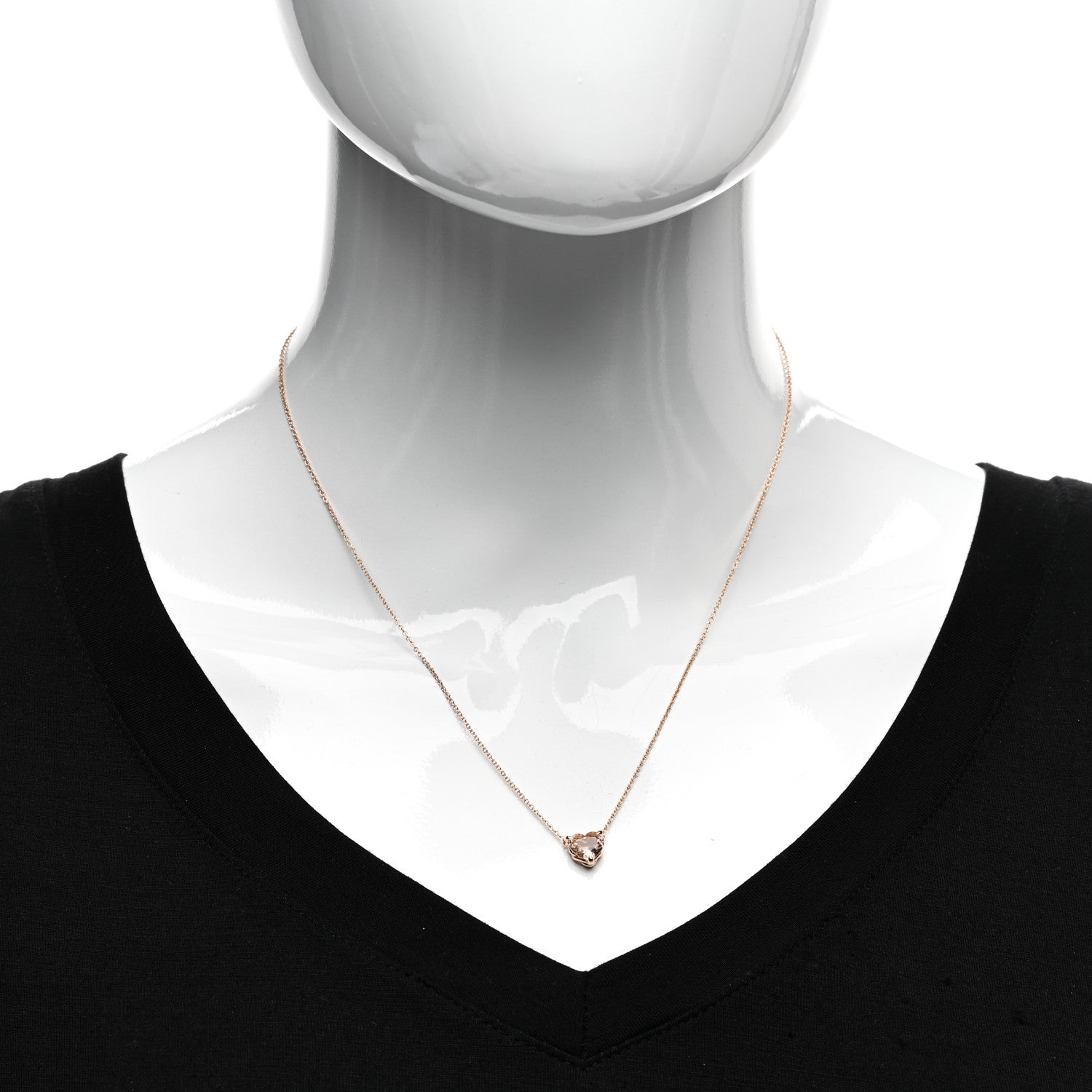 David Yurman 18K Rose Gold Morganite 8mm Chatelaine Heart Pendant Necklace 2 of 5
