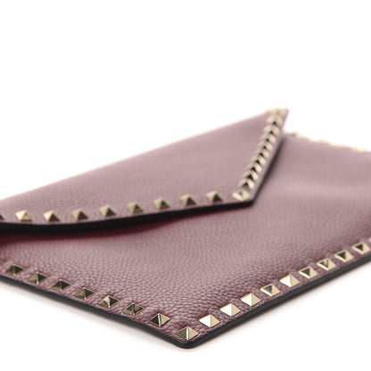 Valentino Garavani Pebbled Calfskin Large Rockstud Envelope Clutch Rubin 6 of 10