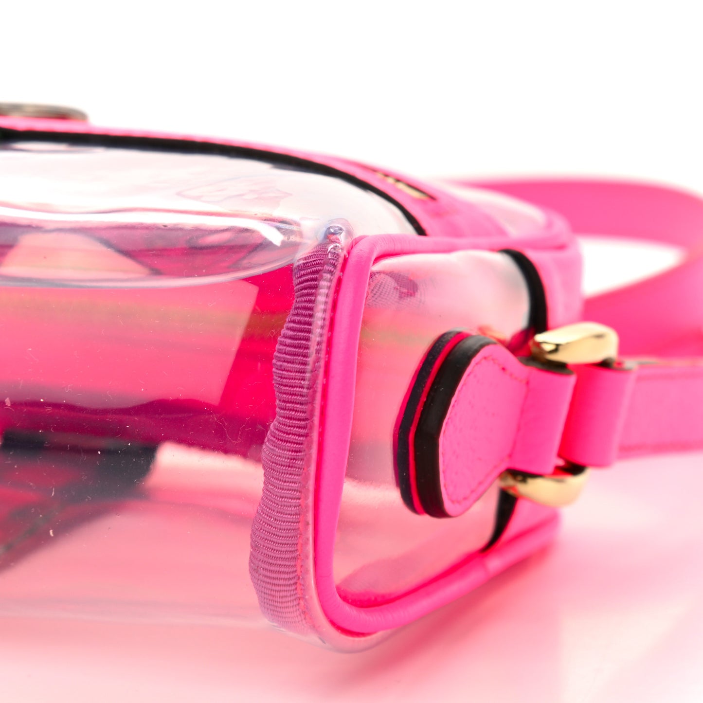 Vinyl Web Mini Ophidia Transparent Shoulder Bag Fluorescent Fuchsia