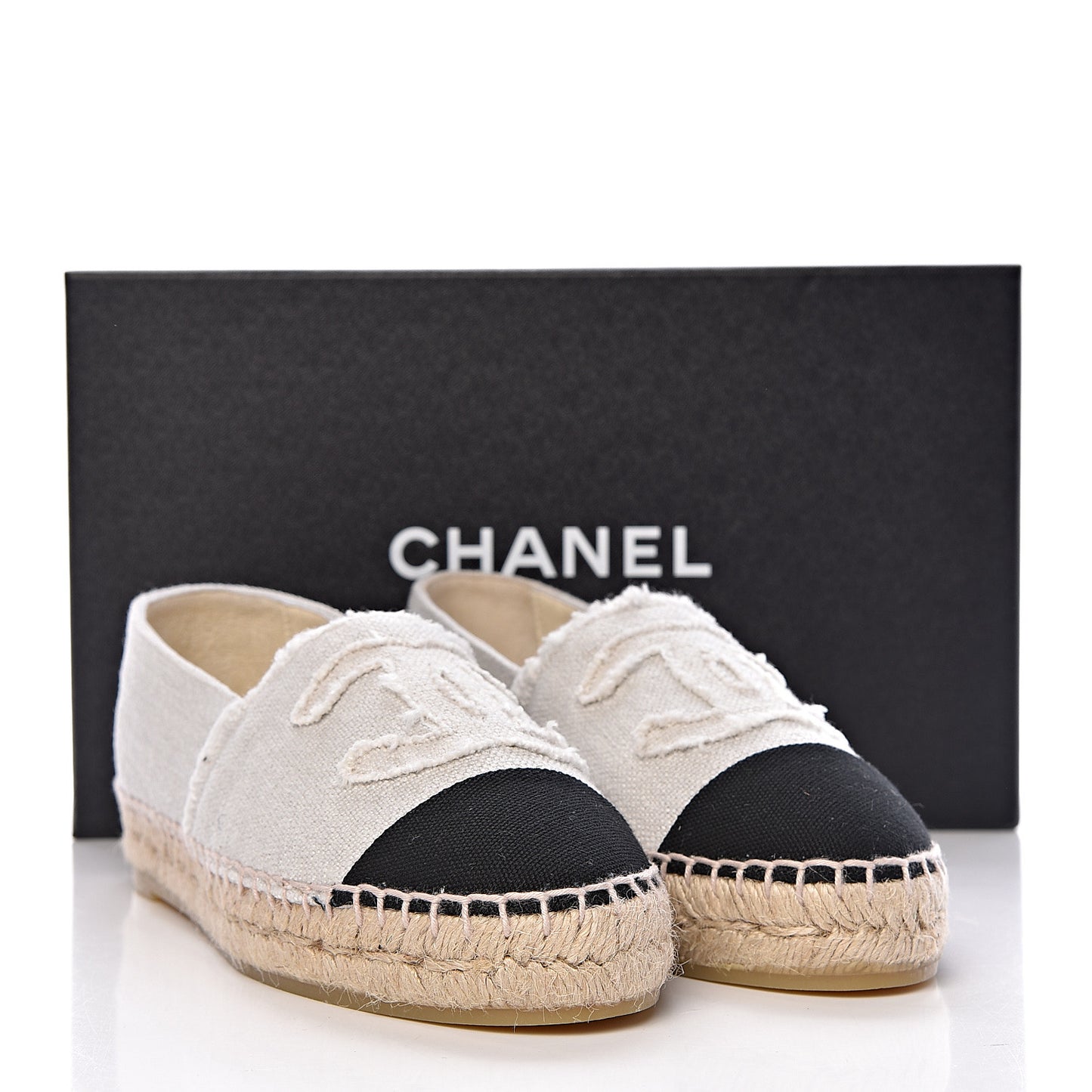 Linen CC Espadrilles 36 Beige Black