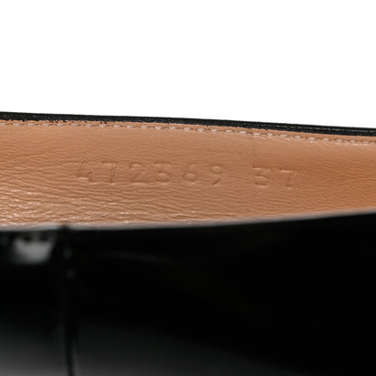 Gucci Polished Calfskin Removable Pearly Bow Elaisa Platform High Heel Pumps 37 Black 6 of 9