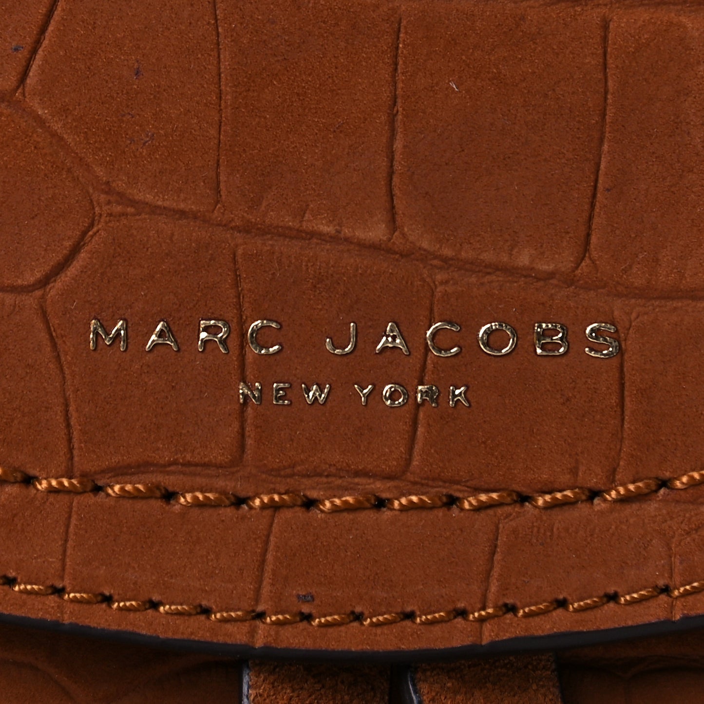 Calfskin Crocodile Embossed Maverick Saddle Bag Brandy