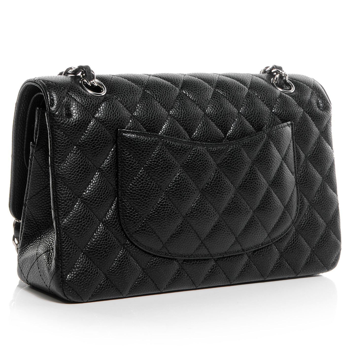Caviar Quilted Medium Double Flap Black