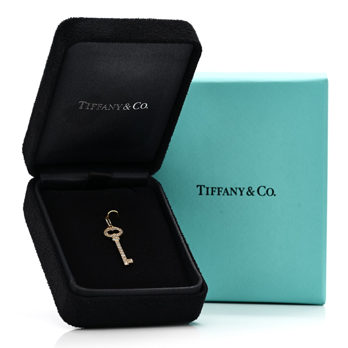 18K Yellow Gold Diamond Mini Vintage Oval Key Pendant
