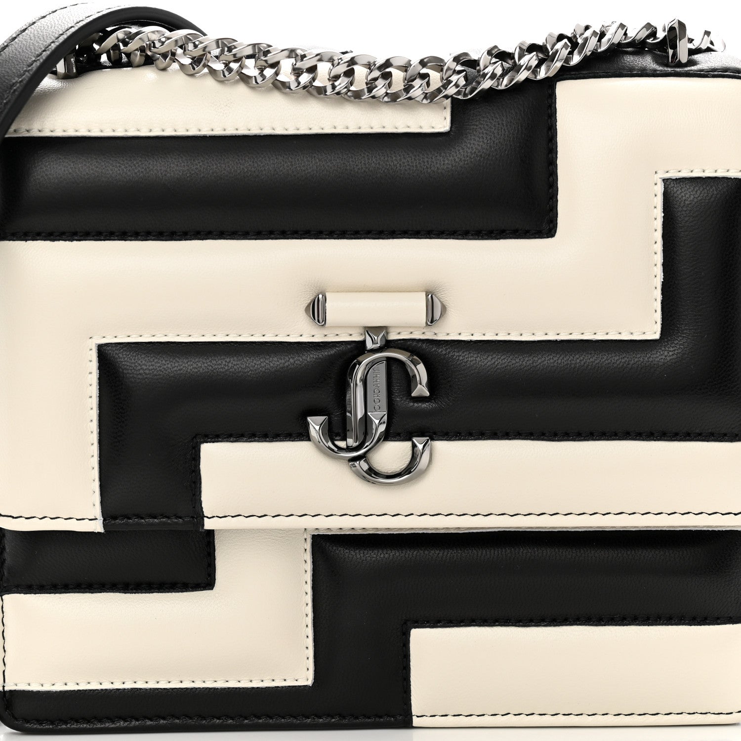 Jimmy Choo Nappa Quilted Avenue Quad Shoulder Bag White Black 7 of 9