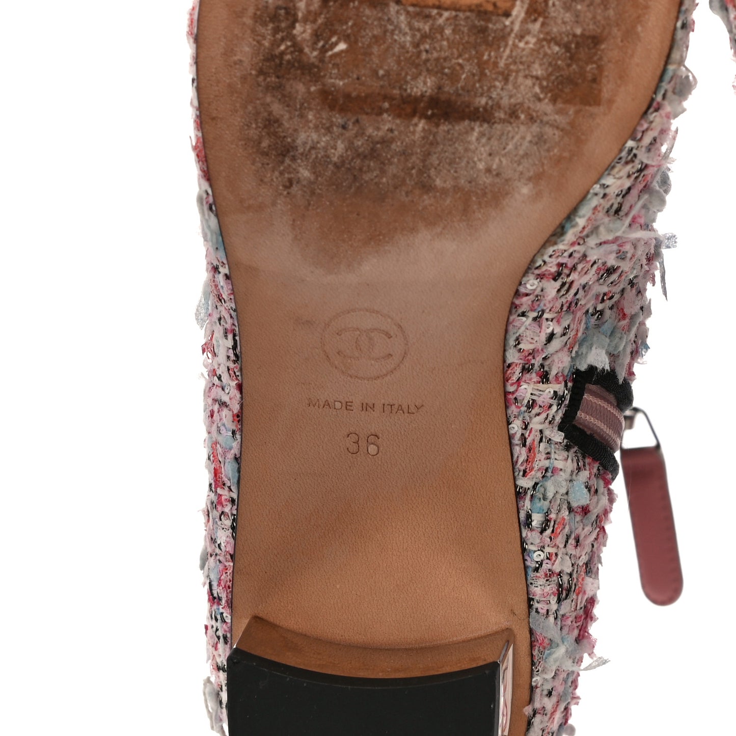 Tweed Cap Toe CC Short Boots 36 Pink Blue Black