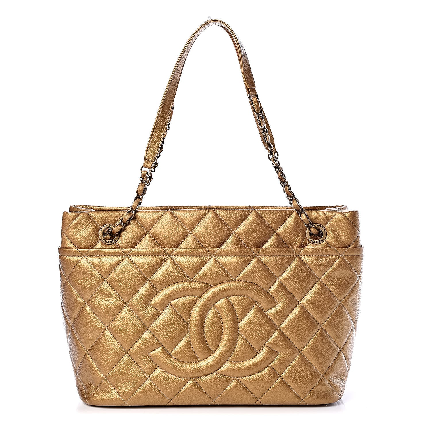 Chanel Metallic Caviar Quilted CC Timeless Tote Dark Gold 1 of 11