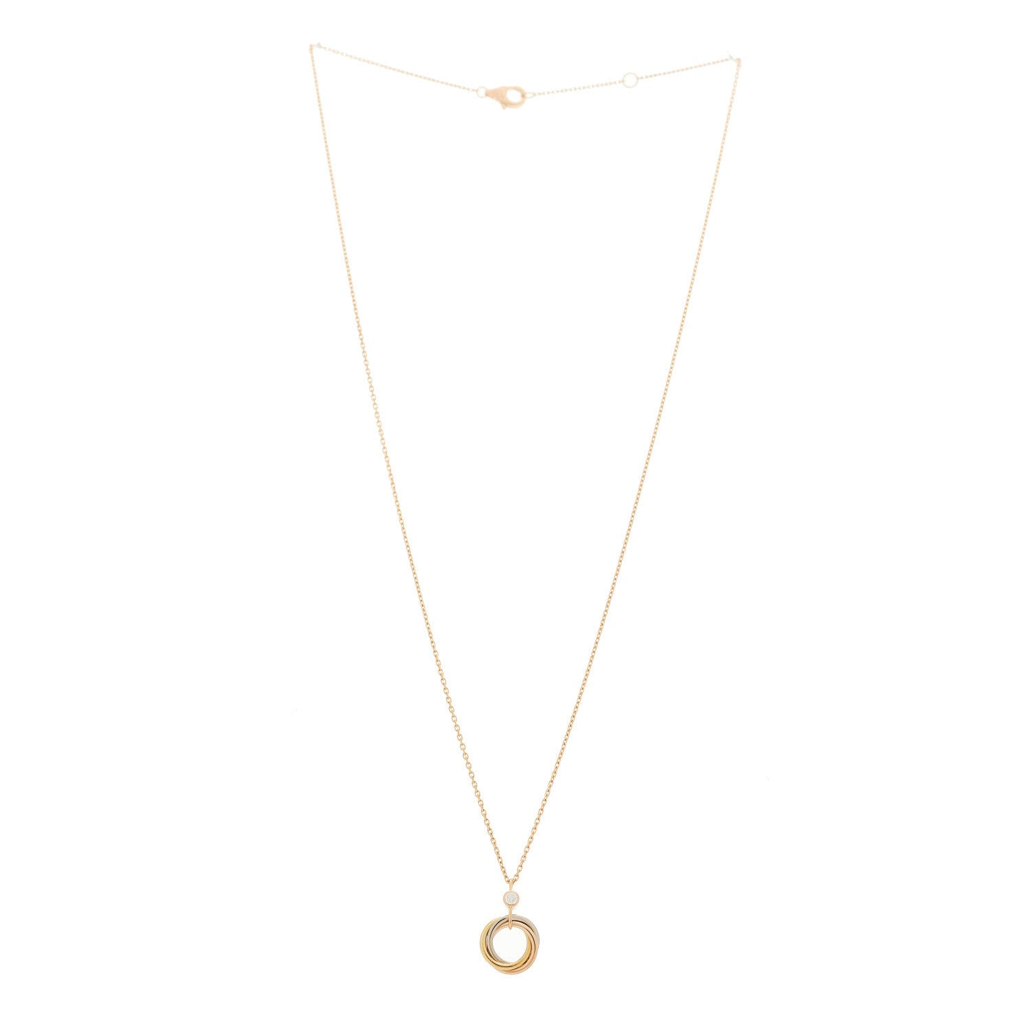 Cartier 18K Pink Yellow White Gold Diamond Trinity Pendant Necklace 2 of 5