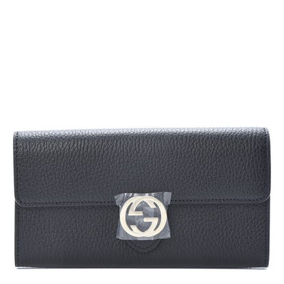 Gucci Dollar Calfskin Interlocking G Continental Wallet Black 1 of 8