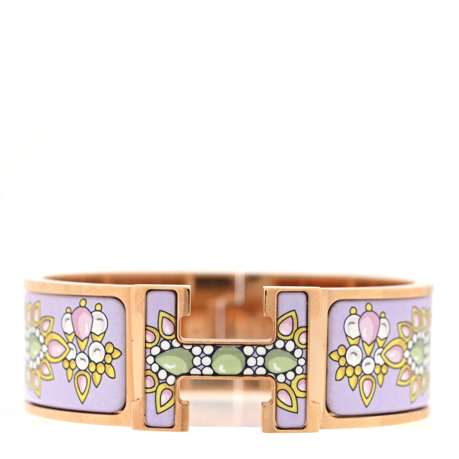 Hermes Enamel Printed Wide Parures Des Maharajas Clic Clac H Bracelet PM Hypno 1 of 4