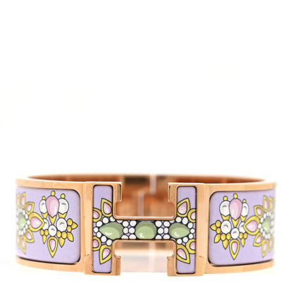 Hermes Enamel Printed Wide Parures Des Maharajas Clic Clac H Bracelet PM Hypno 1 of 4