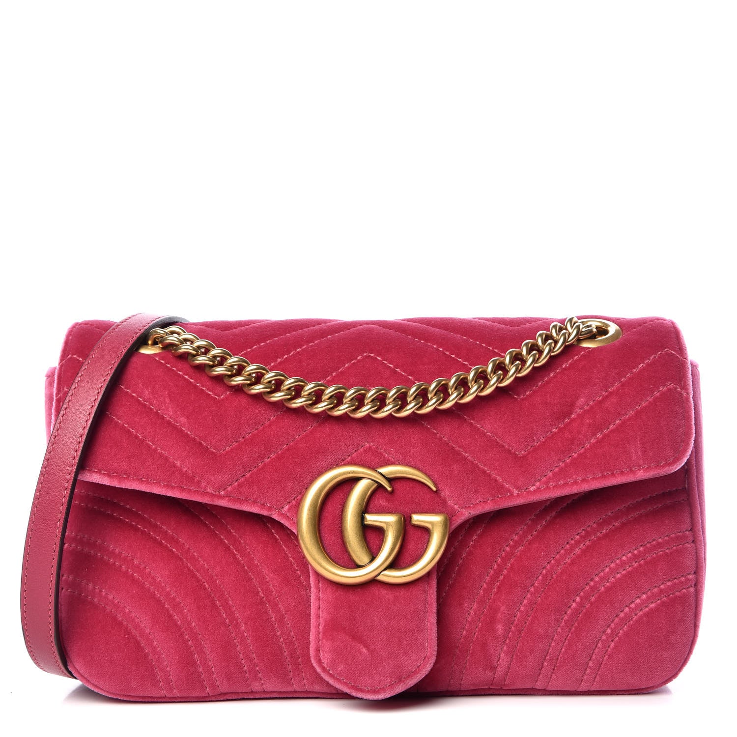 Gucci Velvet Matelasse Small GG Marmont Shoulder Bag Light Raspberry Rose 1 of 10