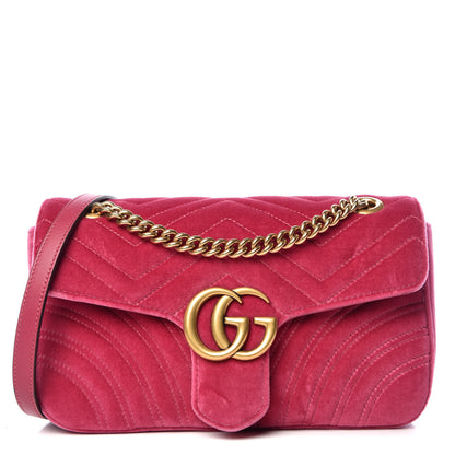 Gucci Velvet Matelasse Small GG Marmont Shoulder Bag Light Raspberry Rose 1 of 10