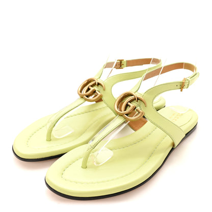 Gucci Calfskin Double G Thong Flat Sandals 36.5 Pistachio Green 4 of 9