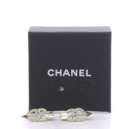 Chanel Metal Crystal CC Arrow Earrings Gold 4 of 4