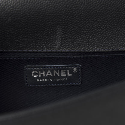 Chanel Caviar Stitched Medium Boy Flap Blue 12 of 14