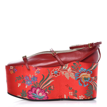 Gucci Malaga Kid Silk Hannelore Detachable Platform Slide 37 Hibiscus Red 1 of 11