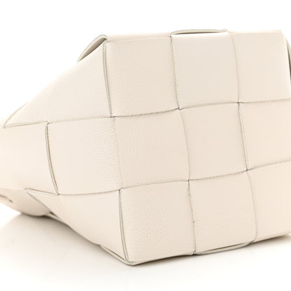 Bottega Veneta Lambskin Maxi Intrecciato Small Cassette Crossbody Bucket Bag White 8 of 9