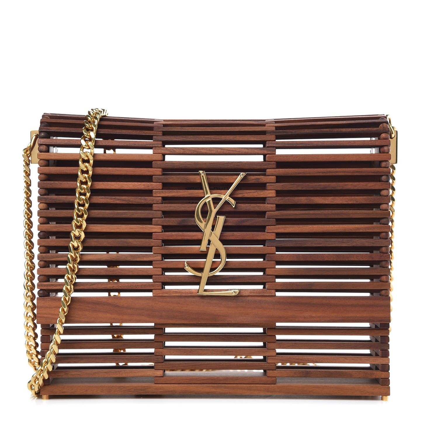 Wood Small Monogram Kate Box Bag Brown