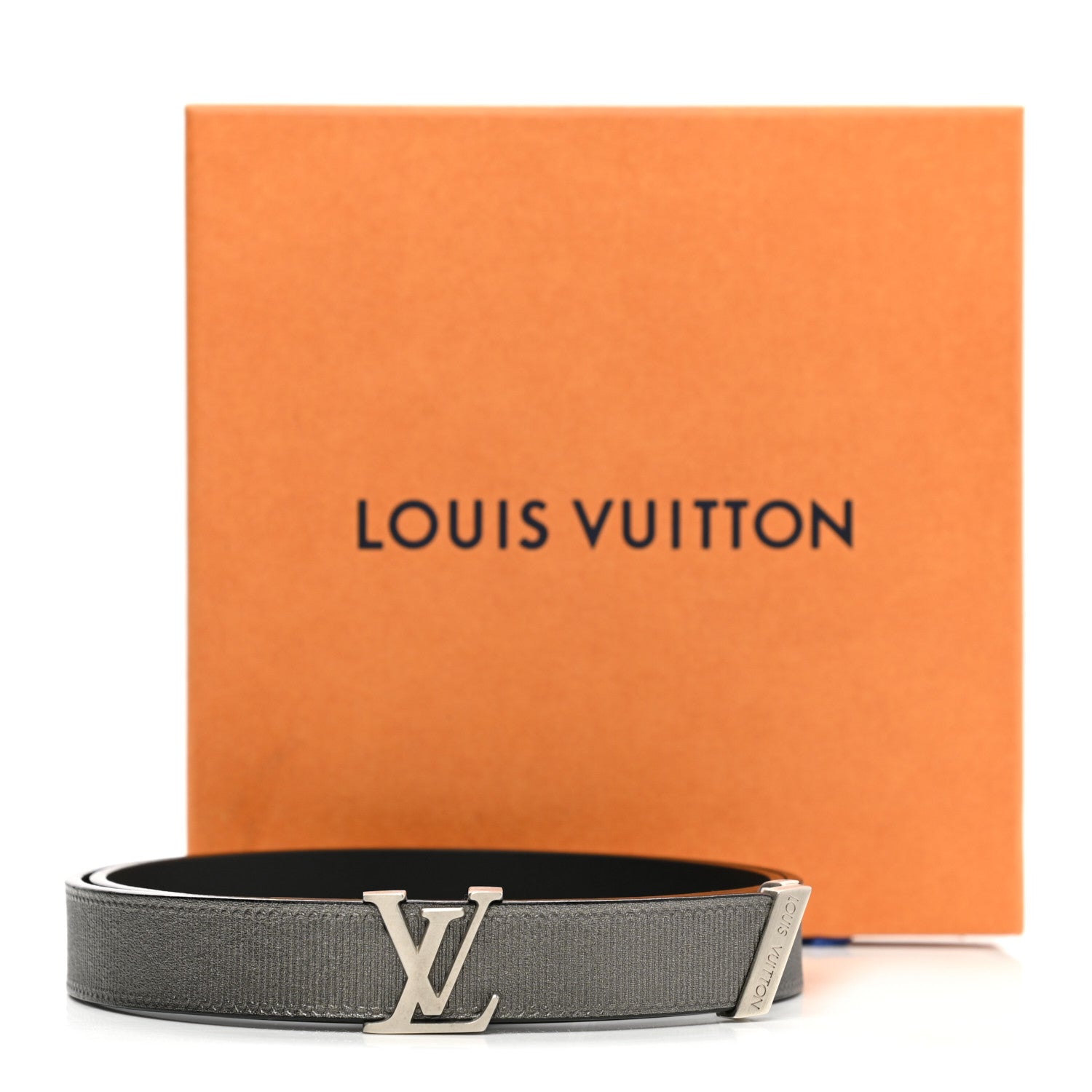 Louis Vuitton Calfskin Embossed 20MM LV Initiales Belt 75 30 Silver 8 of 8