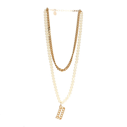 Christian Dior Pearl D Layered Necklace Gold 3 of 5