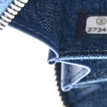 Chanel Denim Quilted Zip Coin Purse Blue 7 of 8