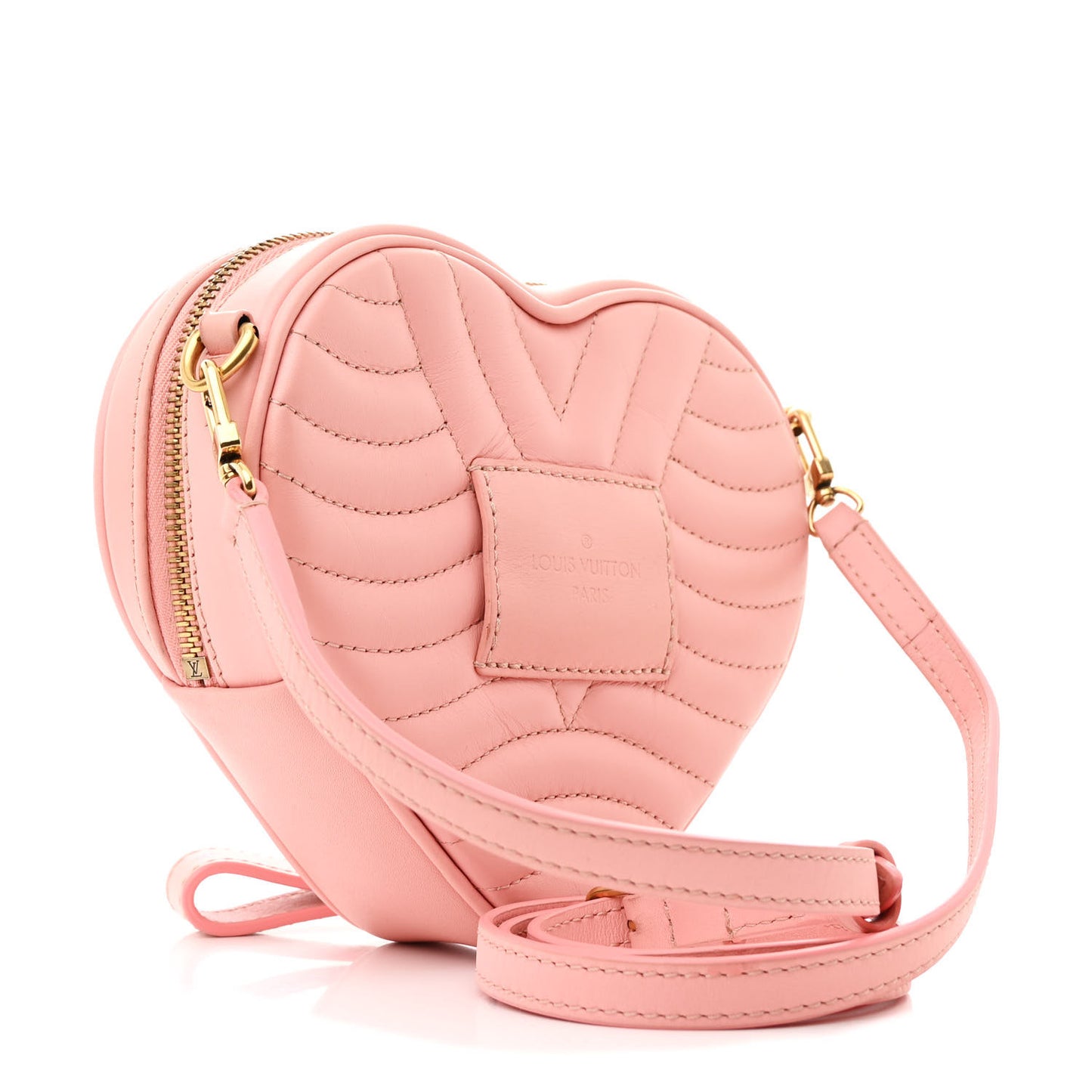 Calfskin Embellished New Wave Love Lock Heart Bag Rose Pomettes