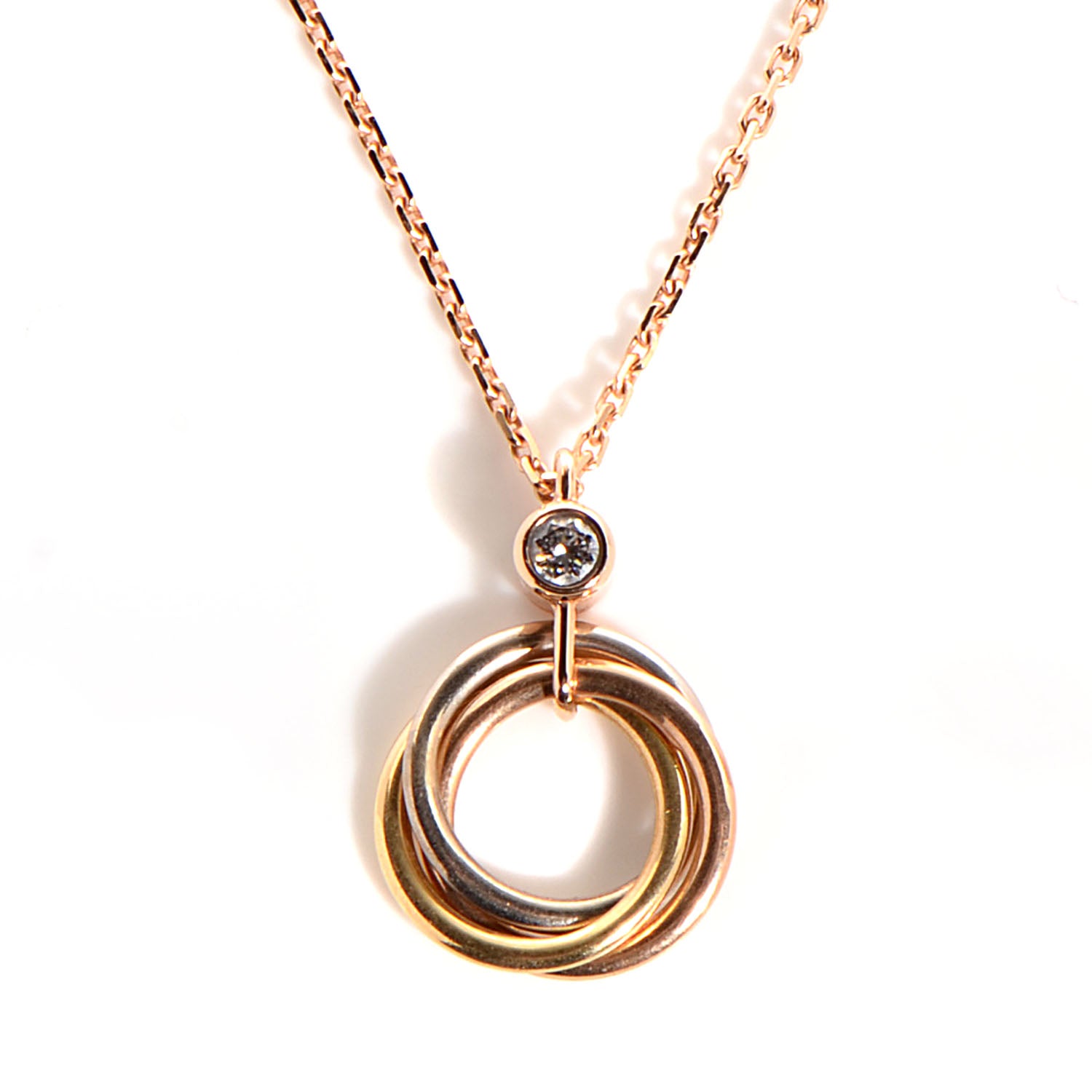 Cartier 18K Pink Yellow White Gold Diamond Trinity Pendant Necklace 3 of 6