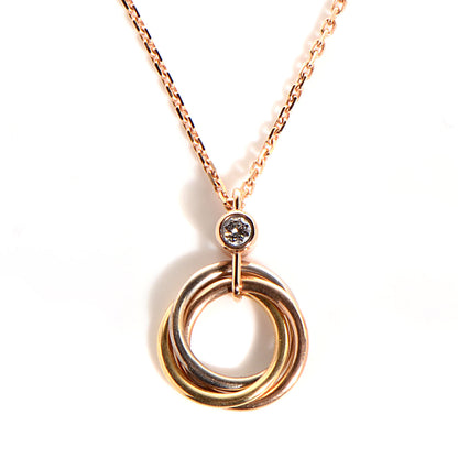 Cartier 18K Pink Yellow White Gold Diamond Trinity Pendant Necklace 3 of 6