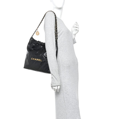 Chanel Shiny Calfskin Quilted Small Chanel 22 Black 2 of 12