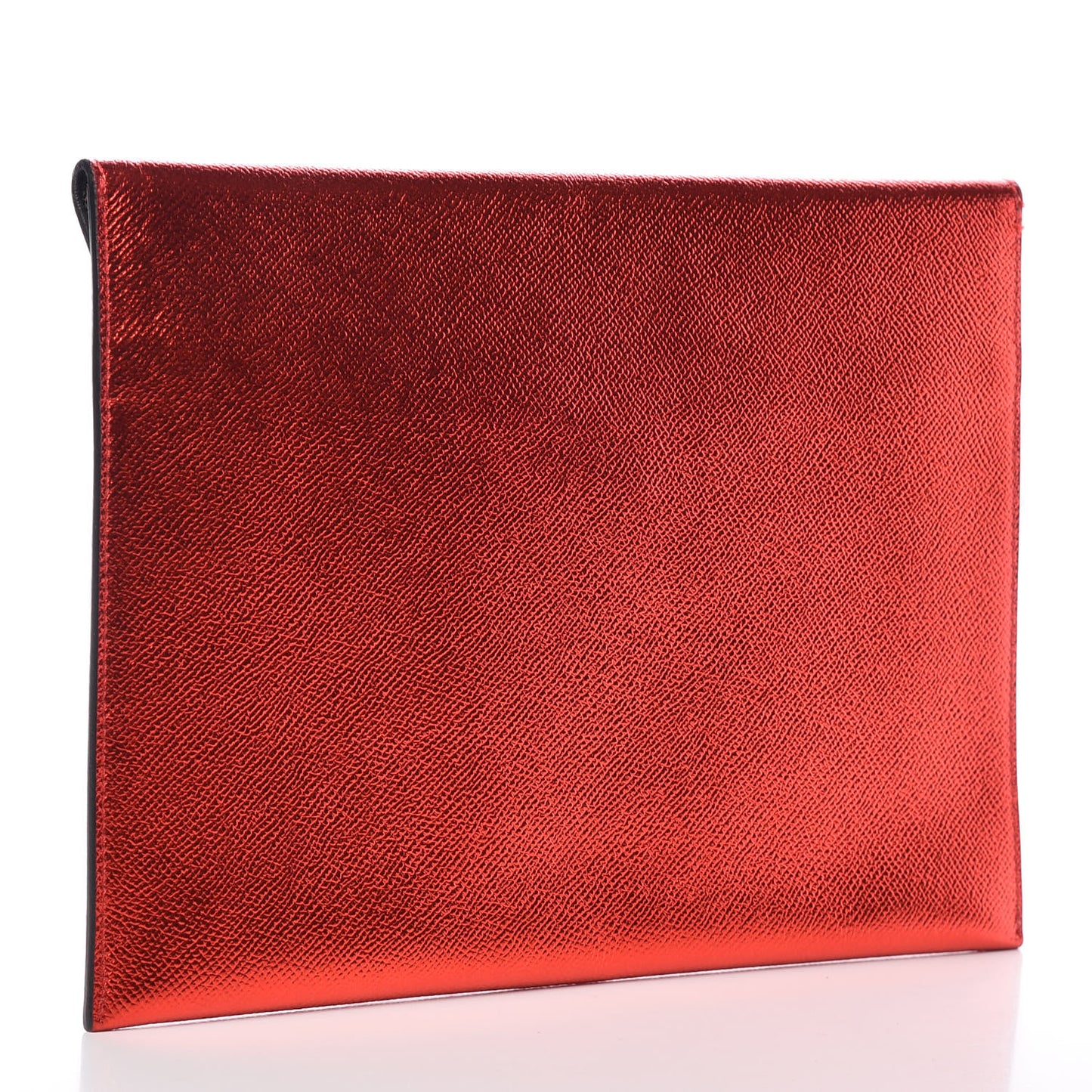 Metallic Calfskin Envelope Clutch Red
