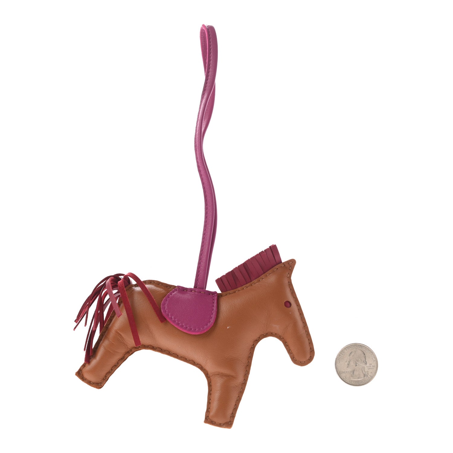 Hermes Milo Lambskin Grigri Rodeo Horse Bag Charm MM Gold Rubis Rose Pourpre 2 of 5