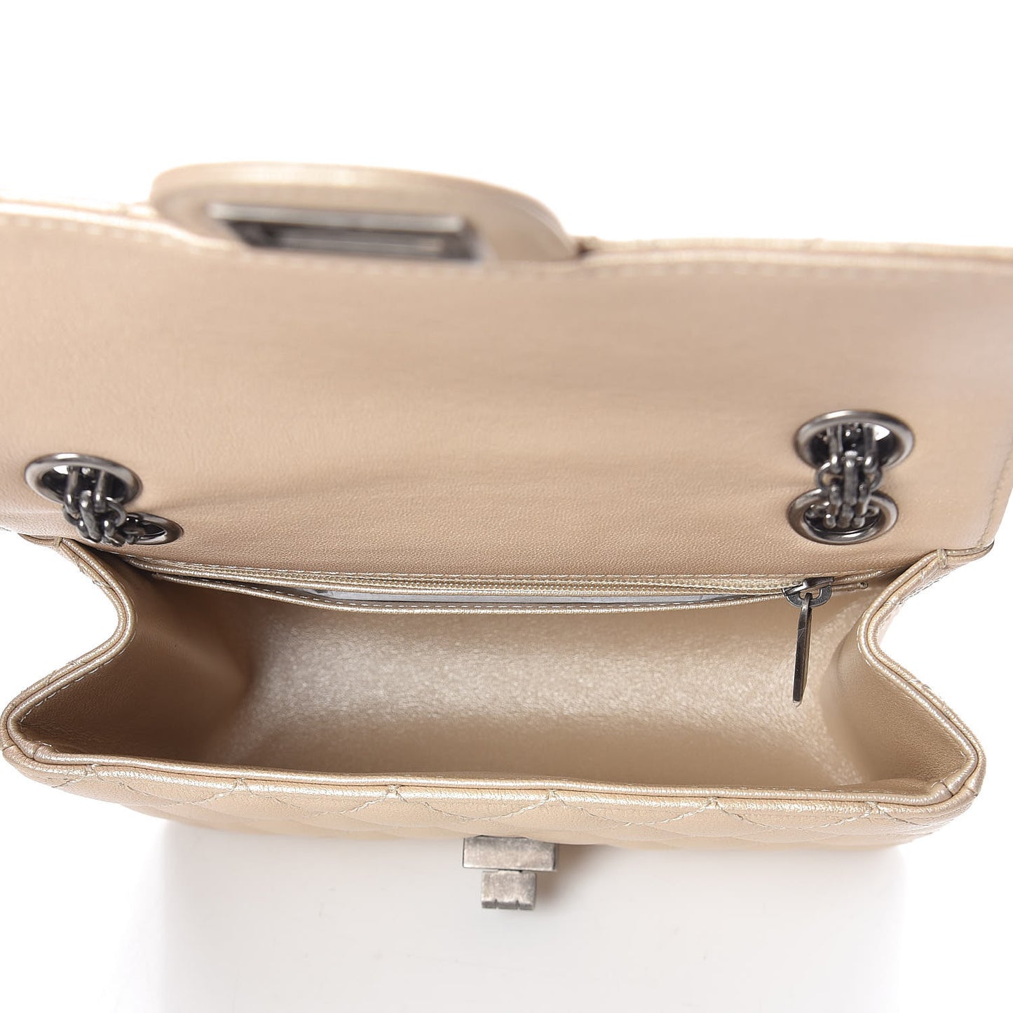 Metallic Sheepskin Quilted 2.55 Reissue Mini Flap Beige
