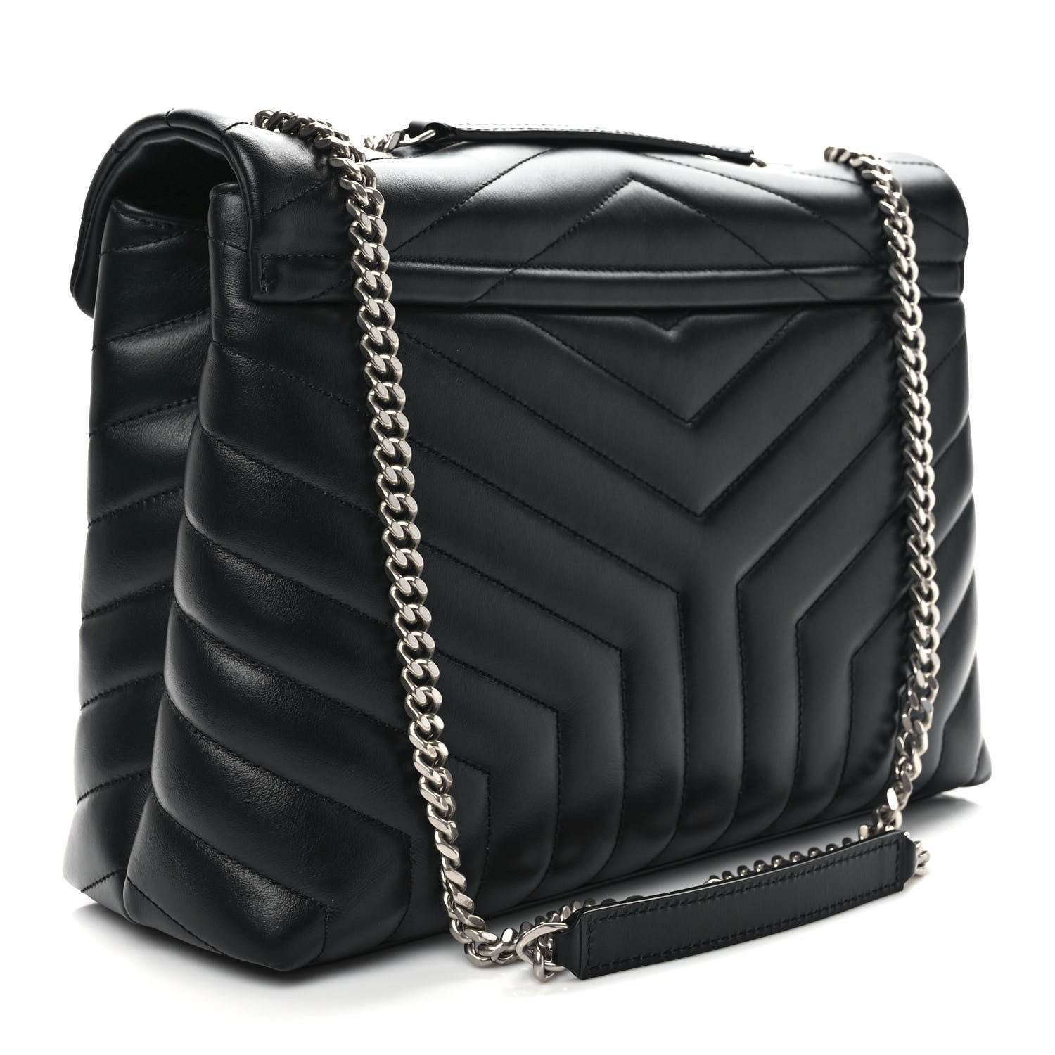 Saint Laurent Calfskin Y Quilted Monogram Medium Loulou Chain Satchel Black 3 of 10
