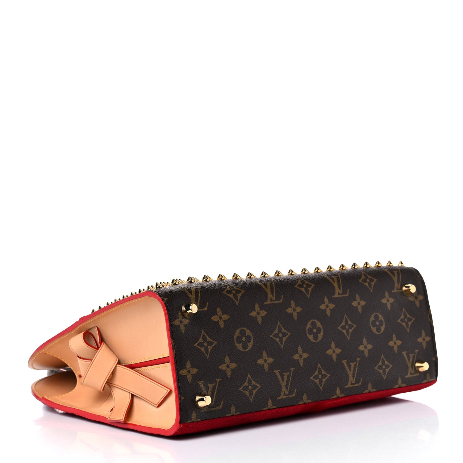 Louis Vuitton Monogram Calf Hair Spikes Iconoclasts Christian Louboutin Tote Red 4 of 18