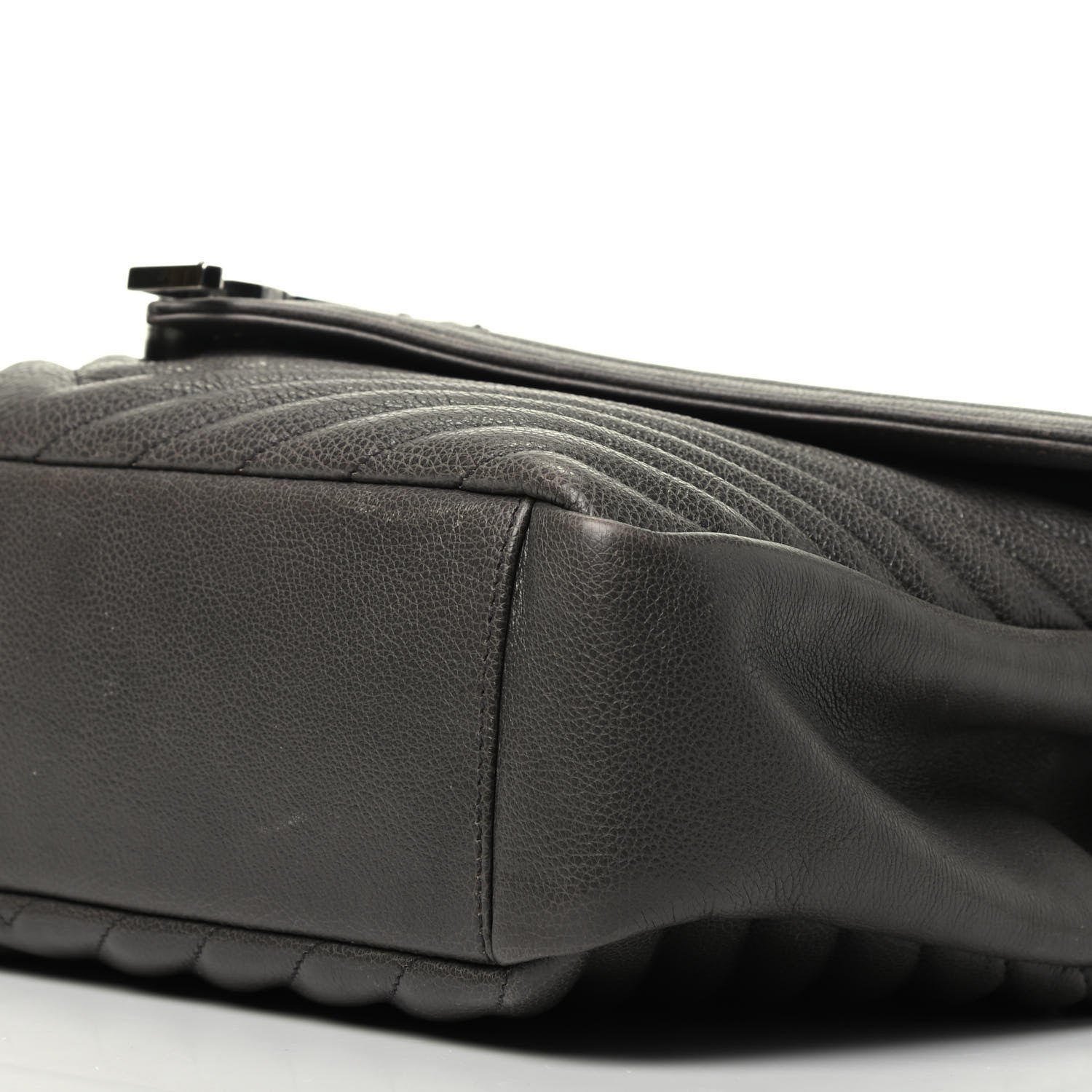 Saint Laurent Sheepskin Matelasse Chevron Monogram Large College Satchel Dark Anthracite 8 of 8