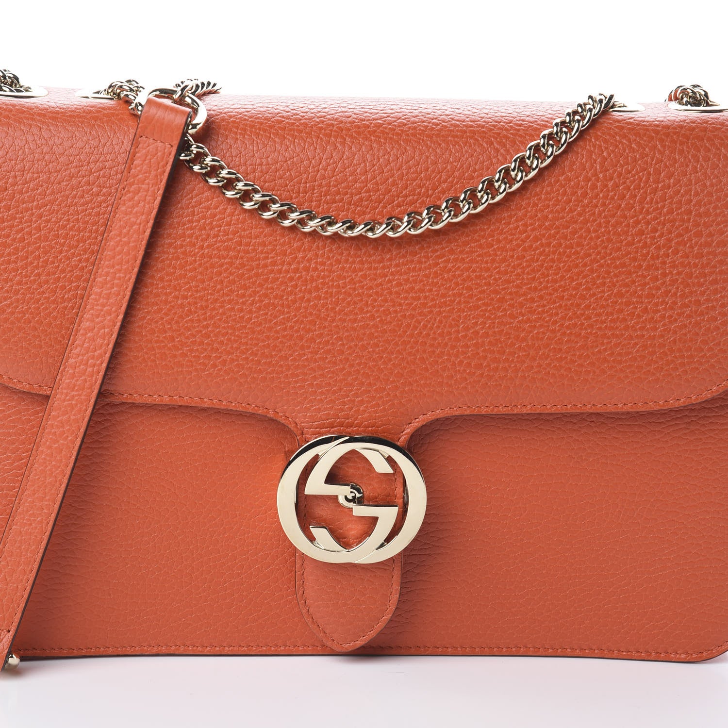Gucci Dollar Calfskin Interlocking G Shoulder Bag Sun Orange 8 of 8