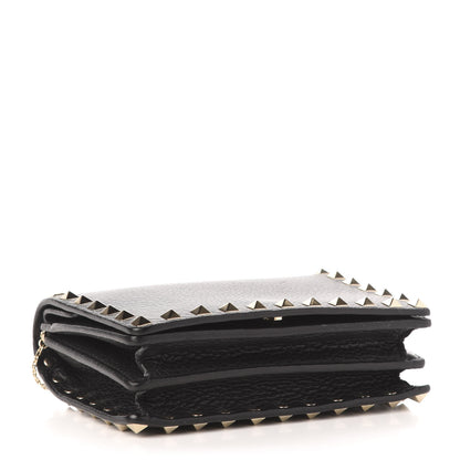 Valentino Garavani Pebbled Calfskin Rockstud Wallet on Chain Black 4 of 11