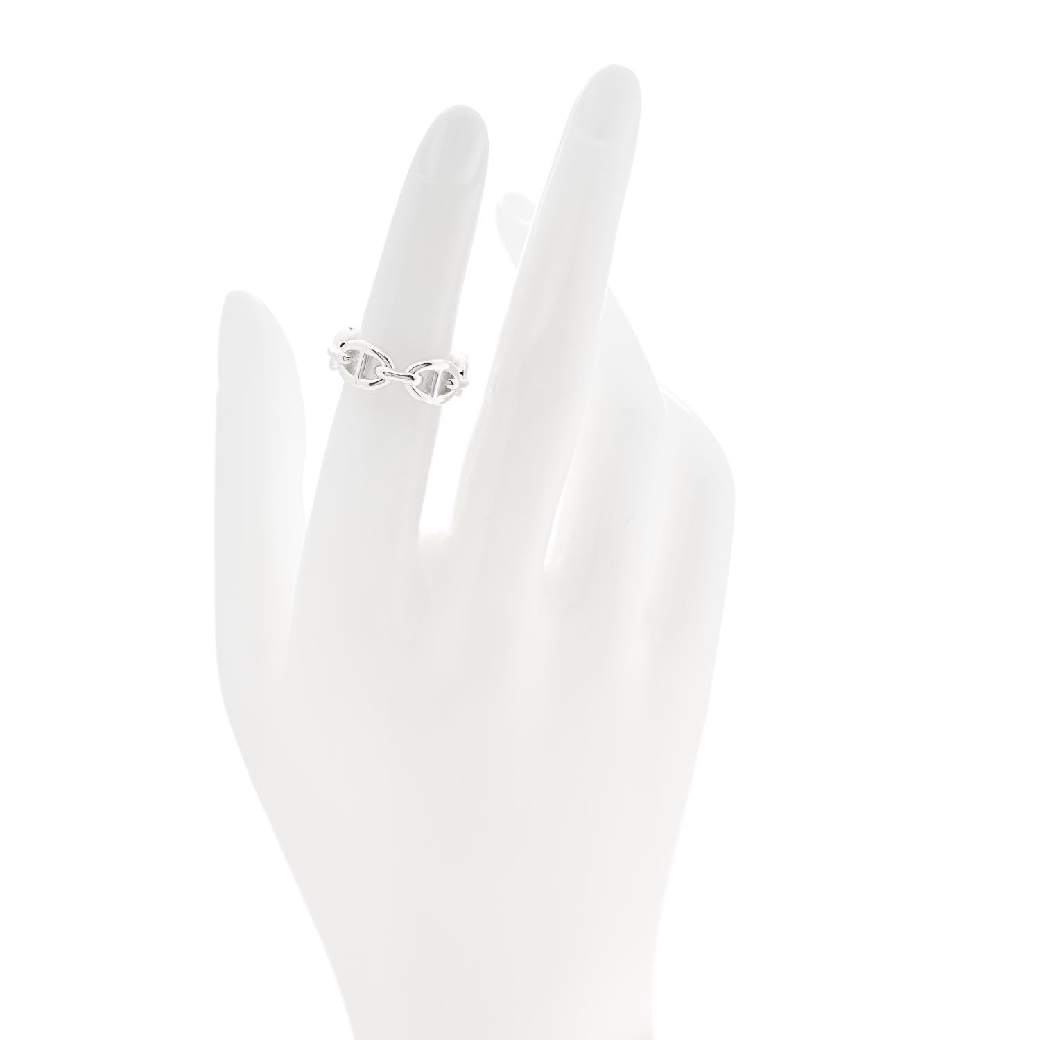 Hermes Sterling Silver PM Chaine d'Ancre Enchainee Band Ring 49 5 2 of 9