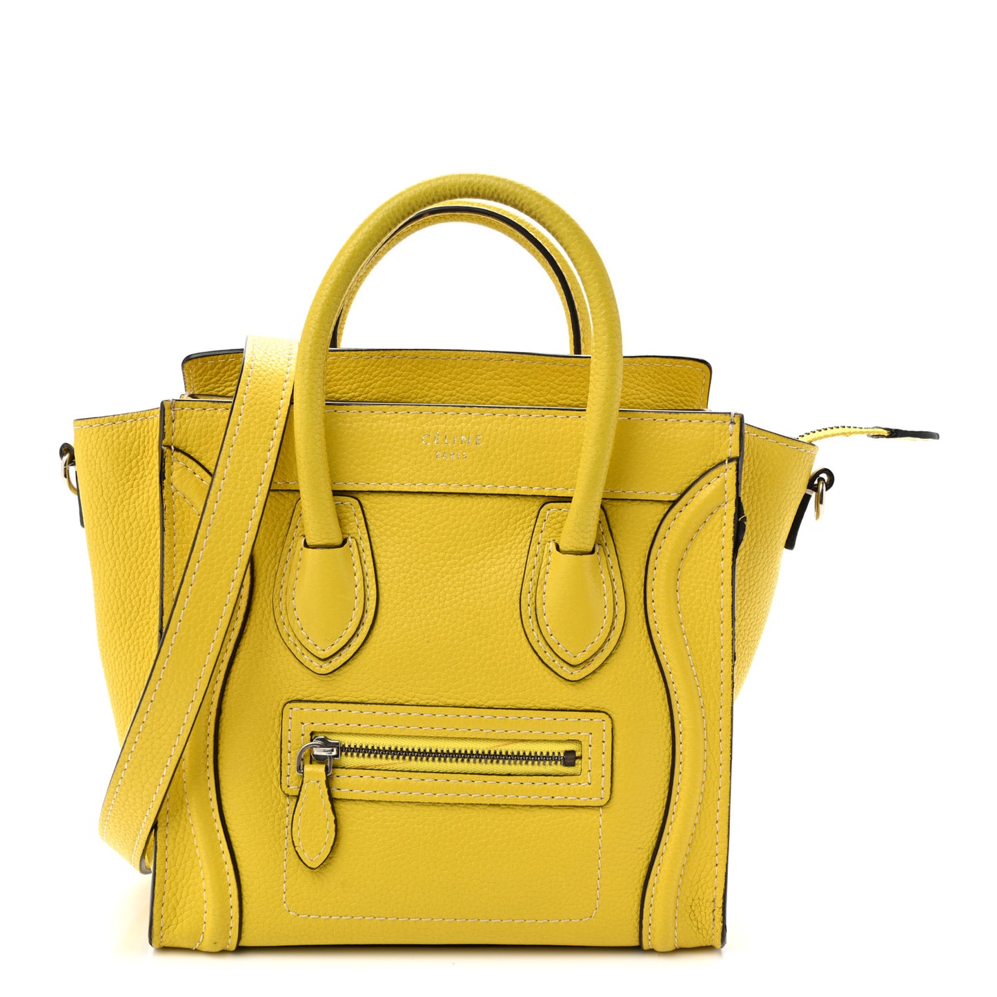 Drummed Calfskin Nano Luggage Citron